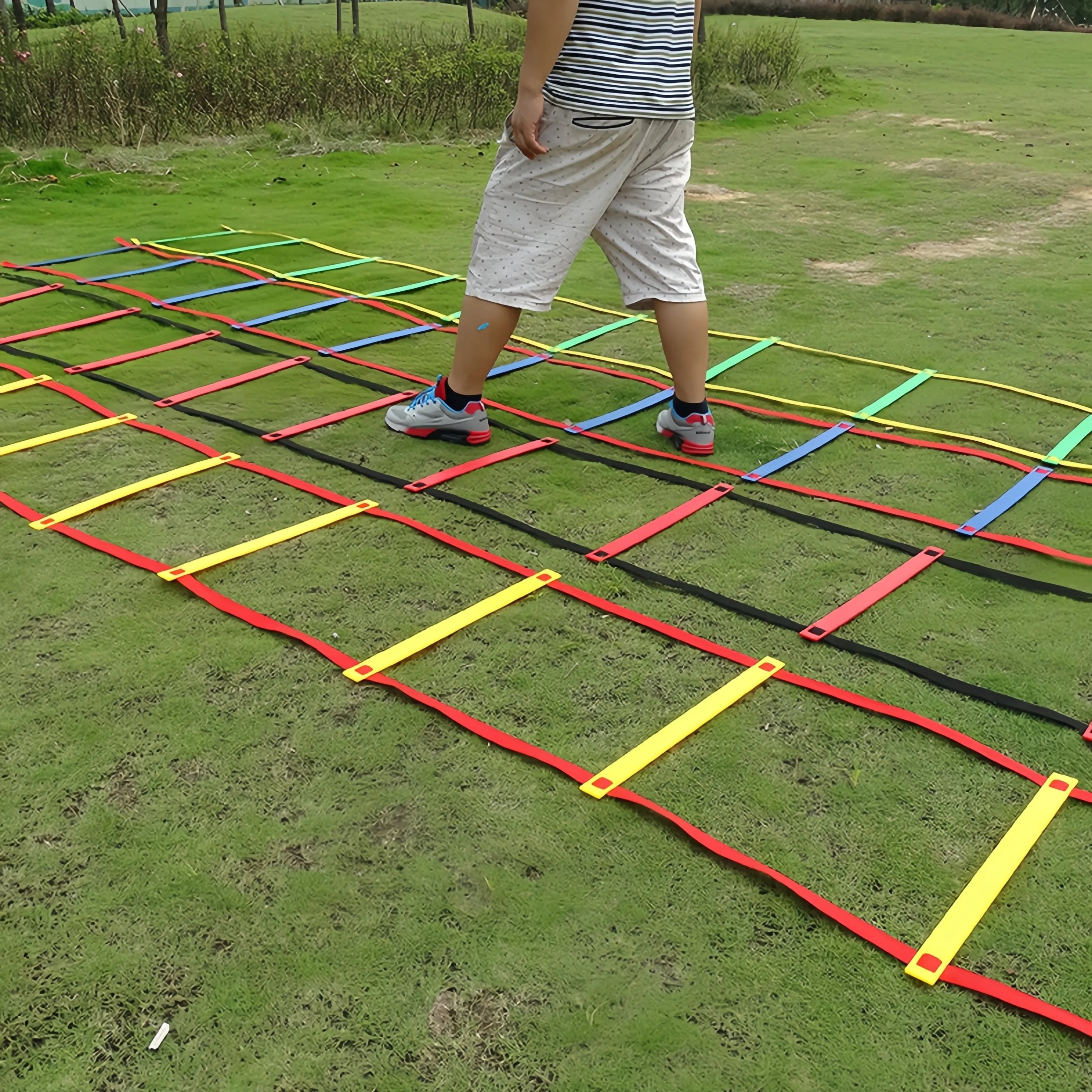 Soccer & Basketball Agility Training Set With Soft Skipping Ladders, Speed Rope - Includes Storage Bag