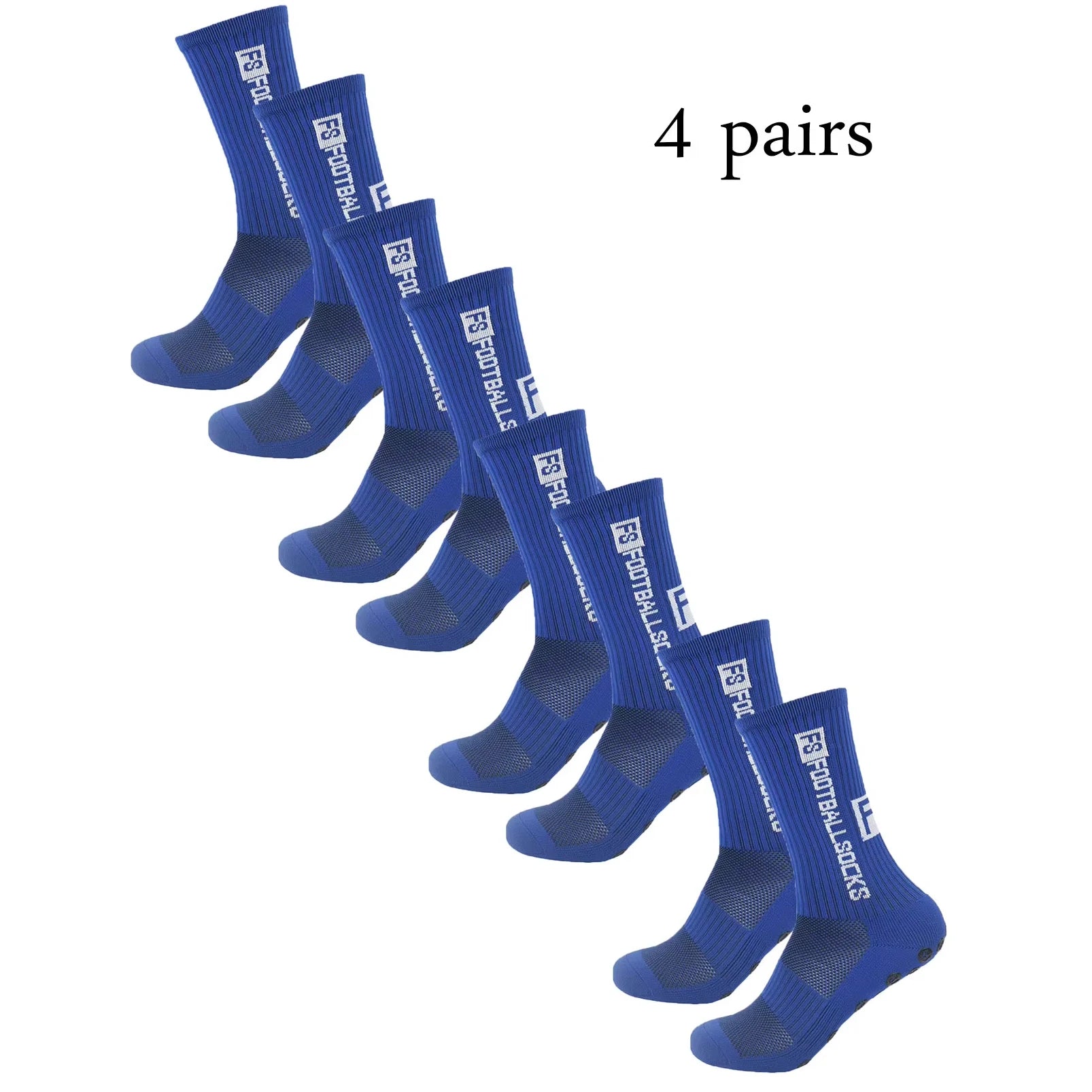 4 pairs of new FS mid tube glued football socks for sports training and competition, non slip and breathable socks