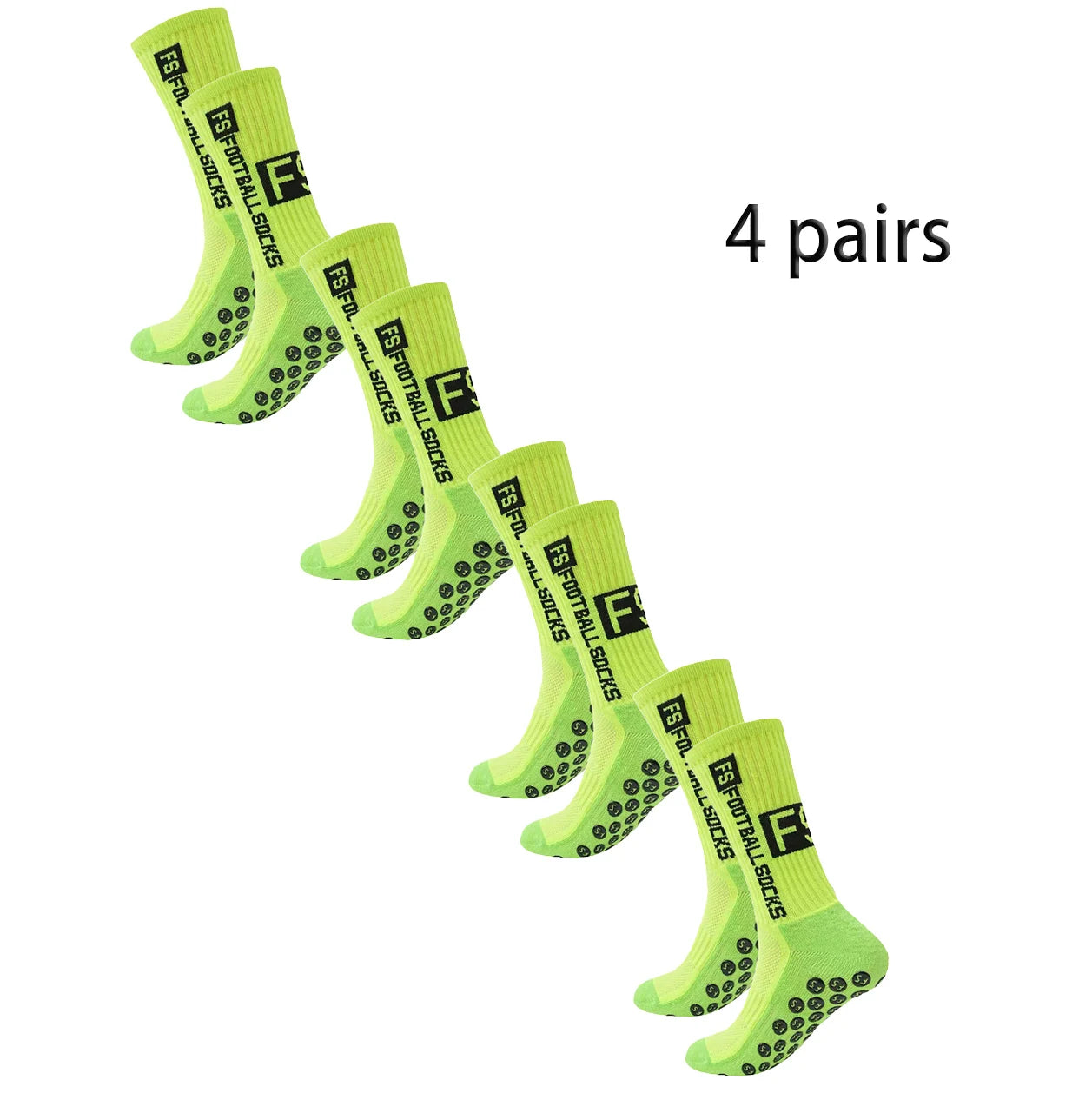 4 pairs of new FS mid tube glued football socks for sports training and competition, non slip and breathable socks