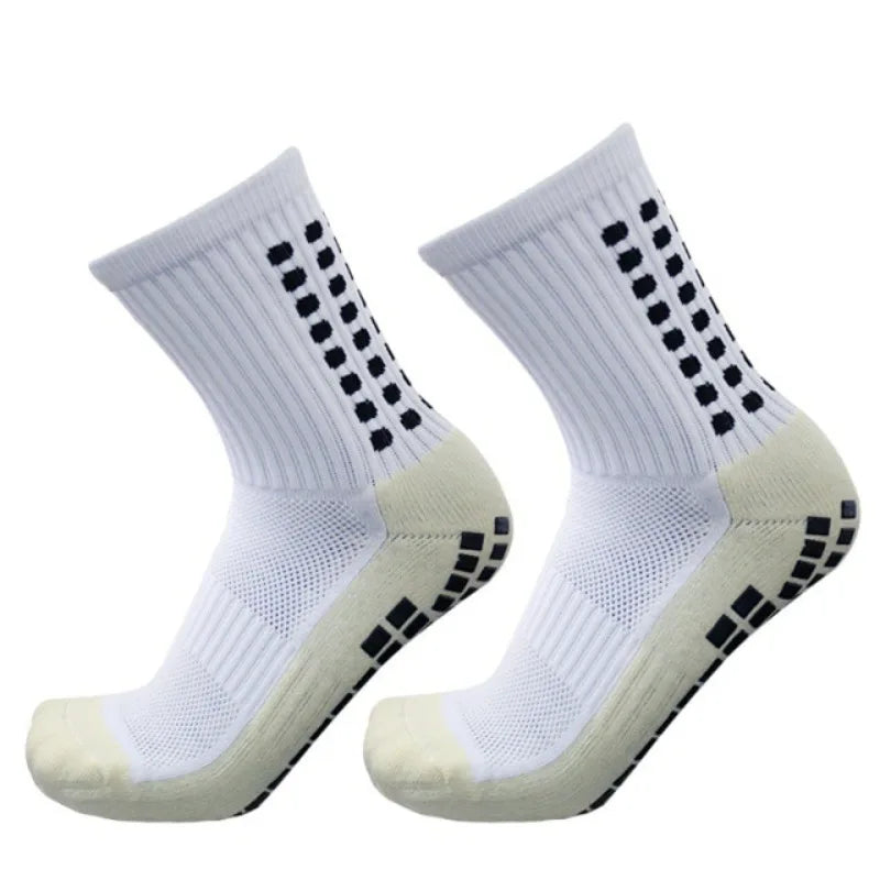 2pcs Professional football socks men's mid-length adhesive-coated thick slip-resistant silicone-infused sweat-absorbing