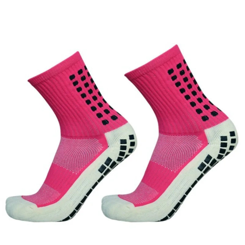 2pcs Professional football socks men's mid-length adhesive-coated thick slip-resistant silicone-infused sweat-absorbing