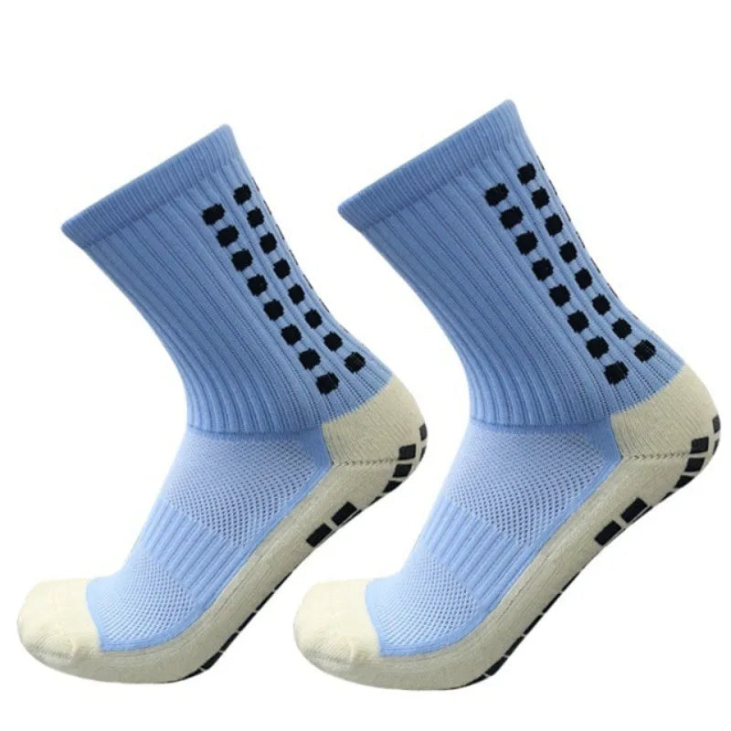 2pcs Professional football socks men's mid-length adhesive-coated thick slip-resistant silicone-infused sweat-absorbing