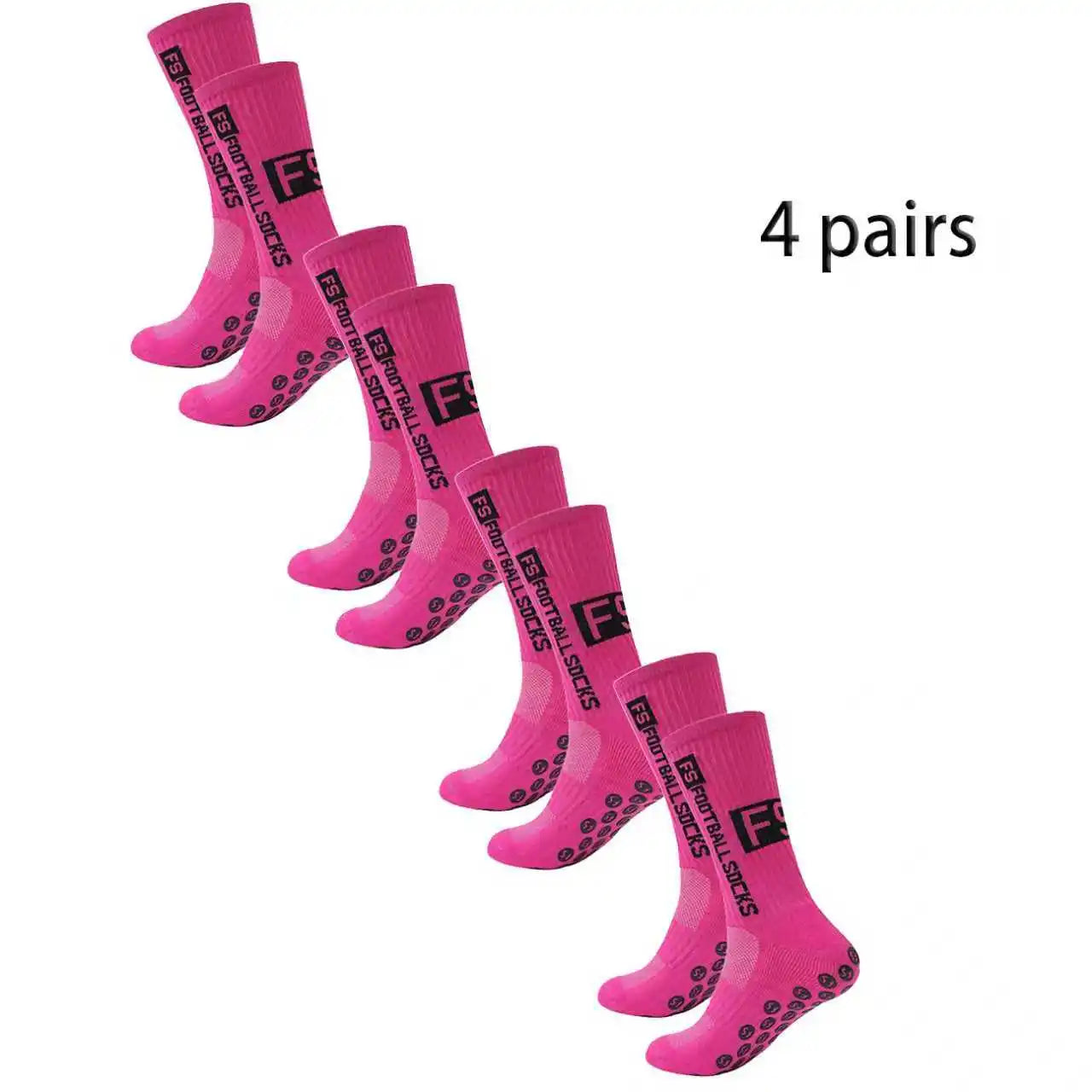 4 pairs of new FS mid tube glued football socks for sports training and competition, non slip and breathable socks