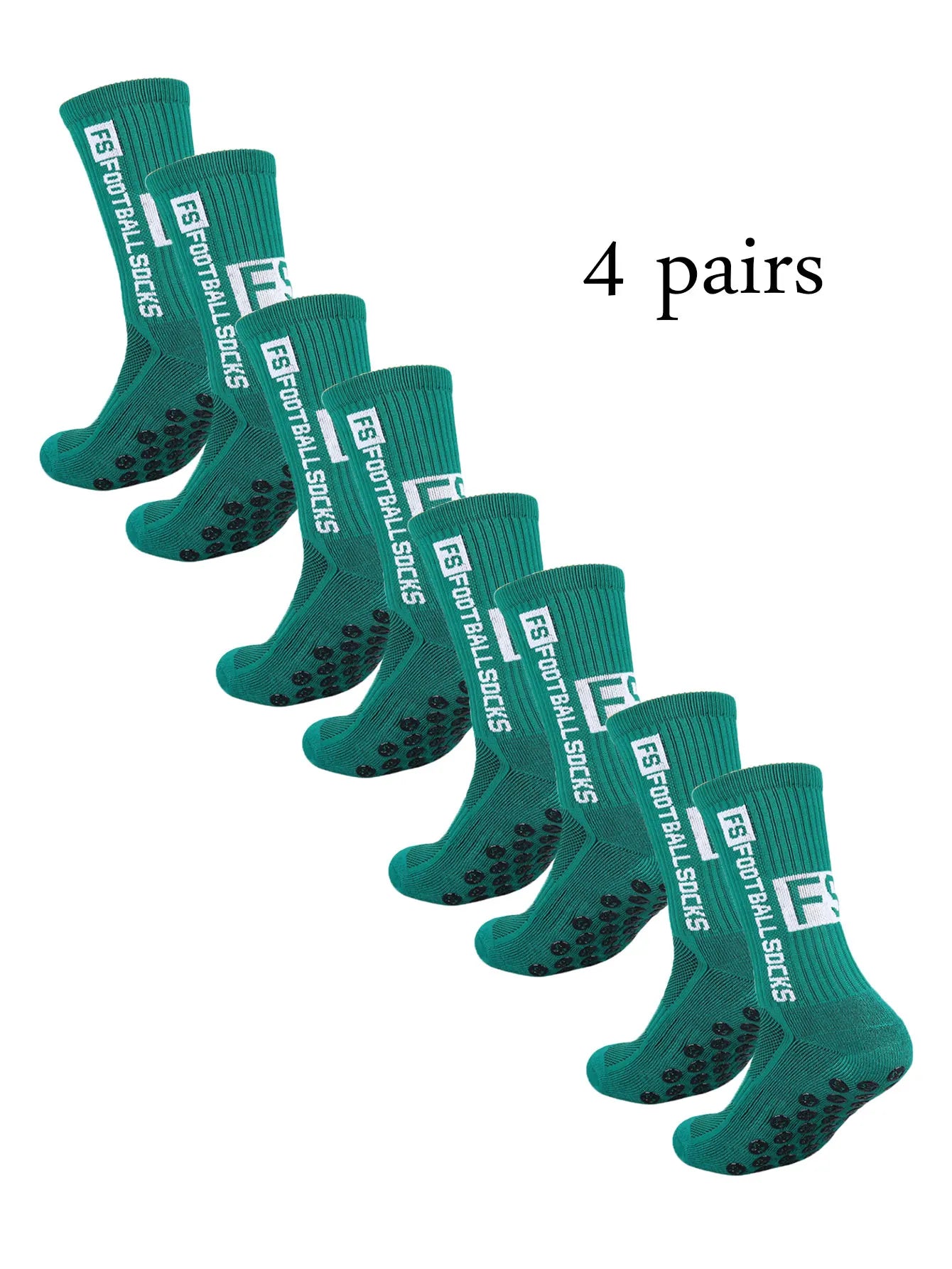 4 pairs of new FS mid tube glued football socks for sports training and competition, non slip and breathable socks