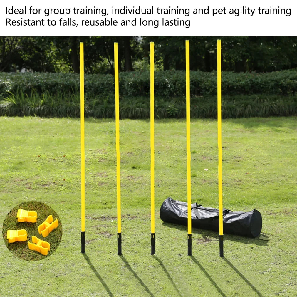 5pcs Soccer Agility Poles 1.5m Adjustable Agility Training Poles Multifunctional Football Training Pole With Base Buckle