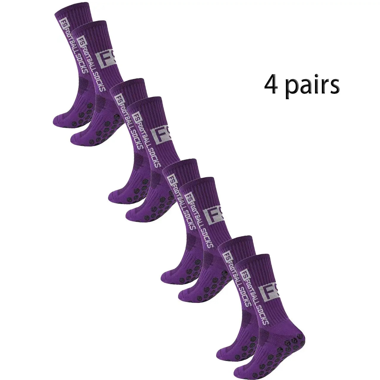 4 pairs of new FS mid tube glued football socks for sports training and competition, non slip and breathable socks