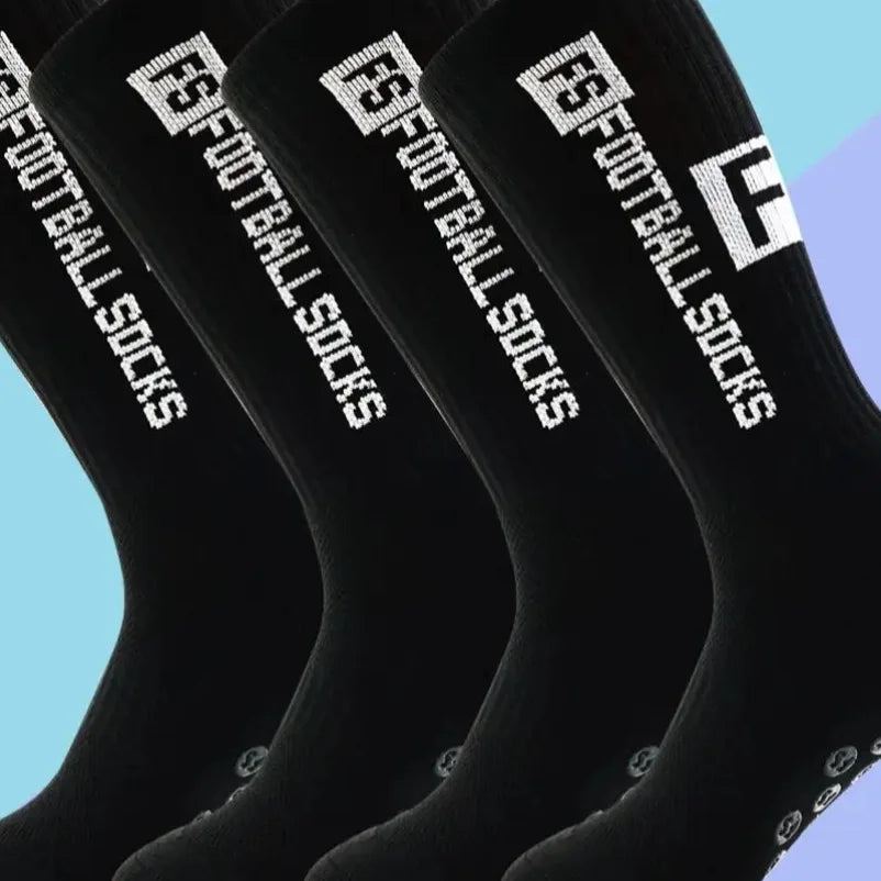 4 Pairs Men's Soccer Socks with Grip Non Slip Anti Slip Athletic Socks with Cushion Pads for Football Basketball Hockey