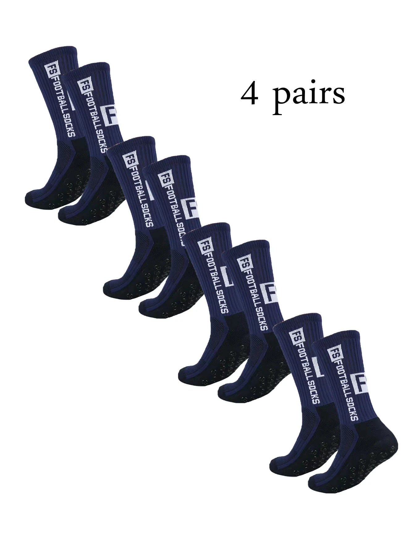 4 pairs of new FS mid tube glued football socks for sports training and competition, non slip and breathable socks