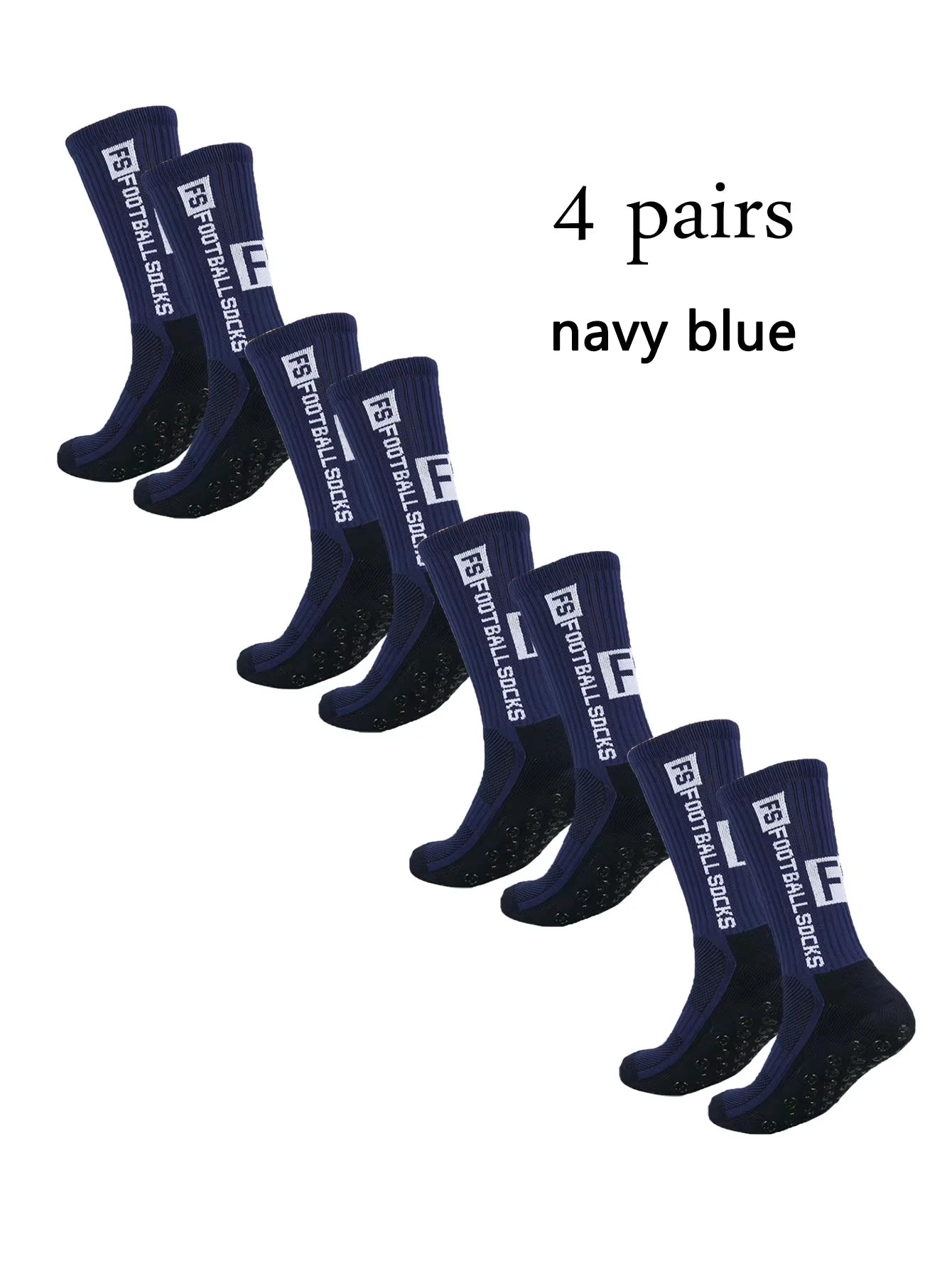 4 pairs of new FS mid tube glued football socks for sports training and competition, non slip and breathable socks