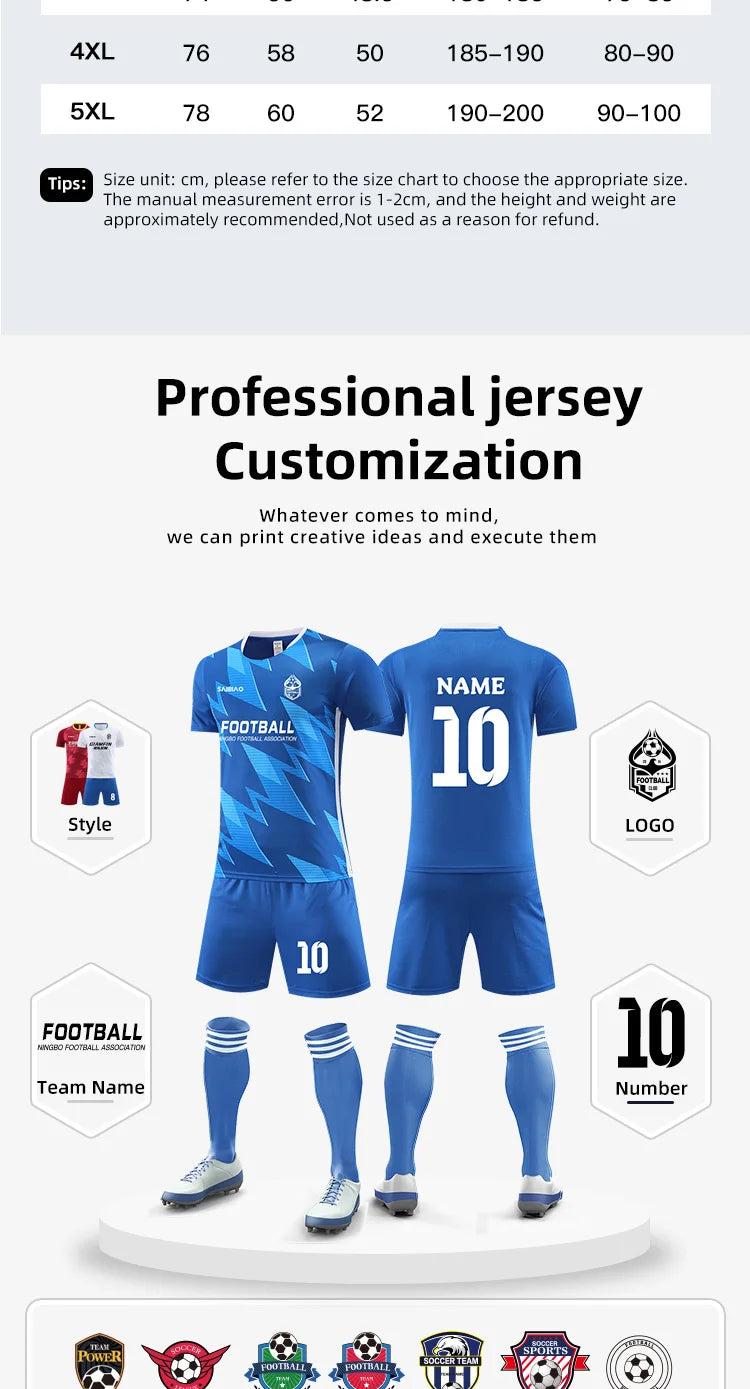 Adult Kid Soccer Jersey Customize Football Uniforms Shirts Men Women Futsal Sportswear Training Tracksuit Sports Outfit Clothes