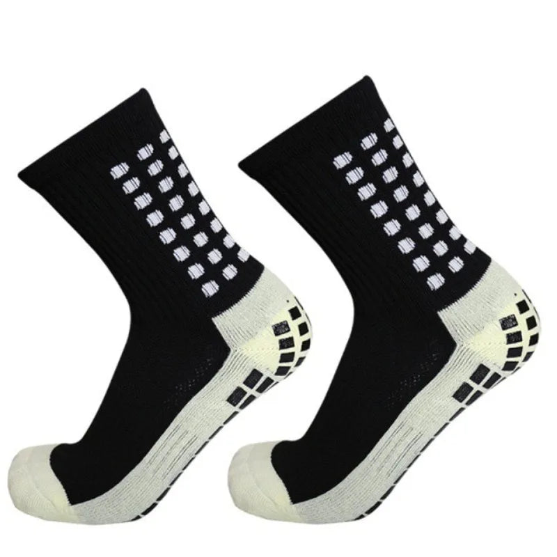 2pcs Professional football socks men's mid-length adhesive-coated thick slip-resistant silicone-infused sweat-absorbing